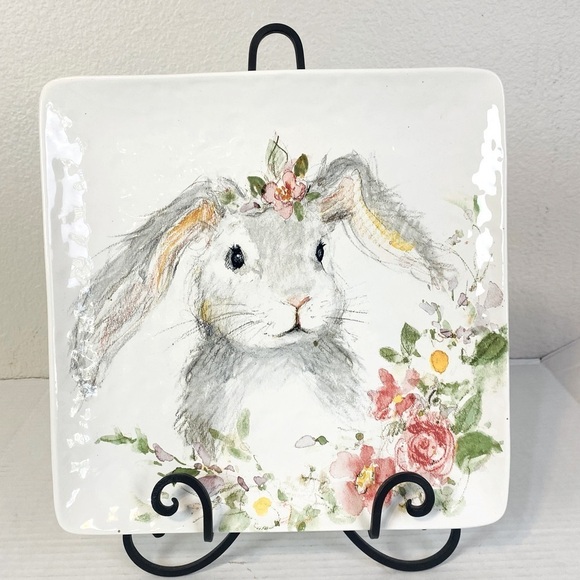 Certified International Sweet Bunny Square Platter 12” x 12” - Picture 1 of 4